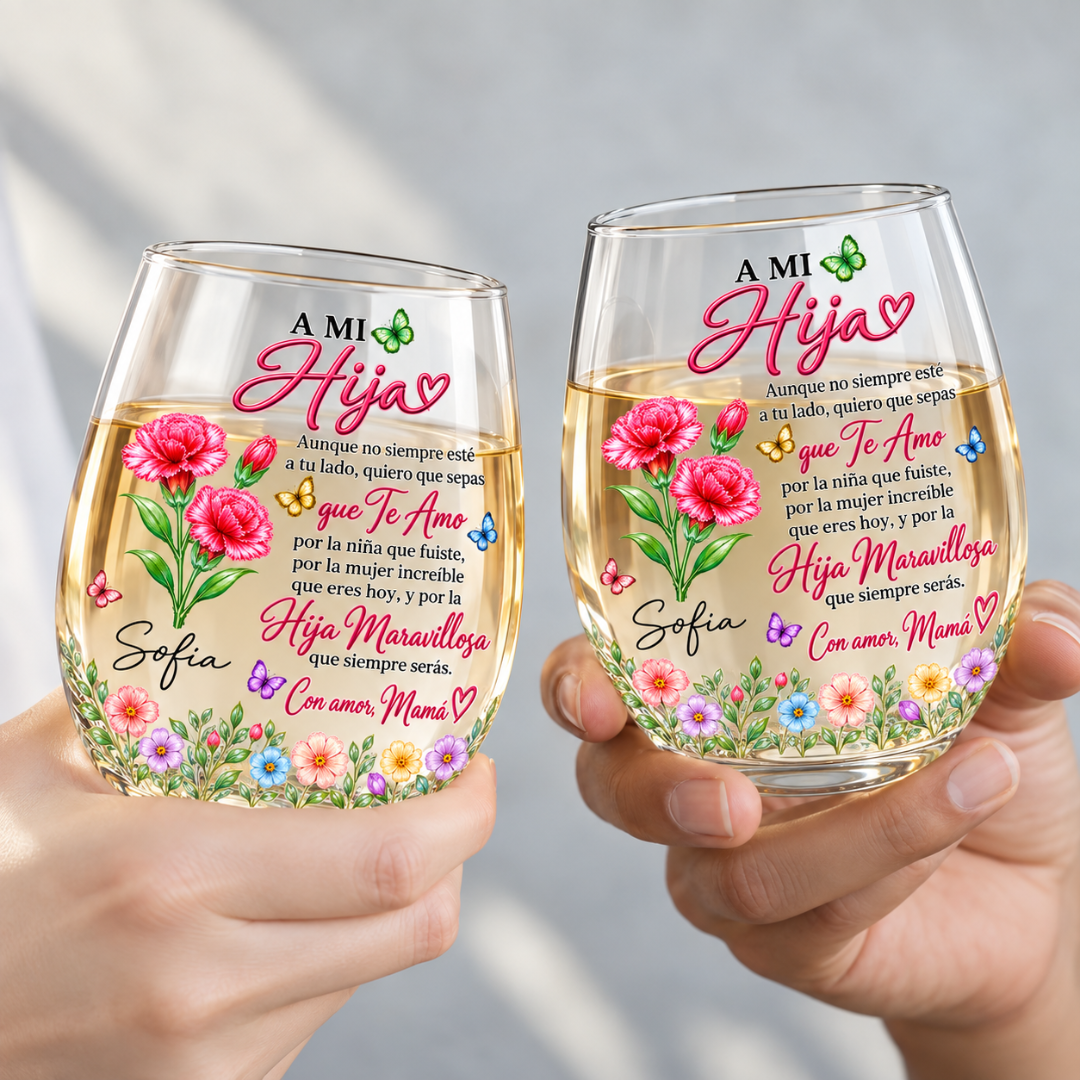 Vaso Tipo Copa Personalizado para Hija – Regalo de Mamá con Mensaje de Amor