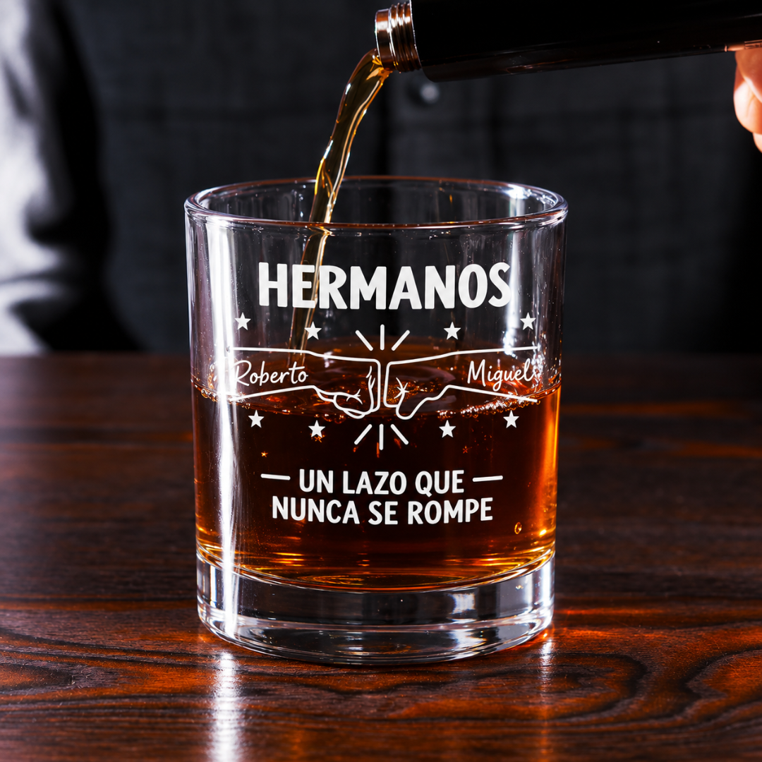 Vaso de Whisky Personalizado para Hermanos con Nombres – Regalo Especial