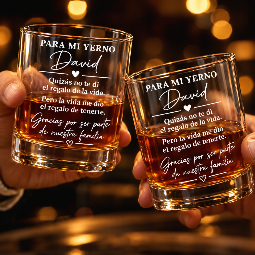 Vaso de Whisky Personalizado para Yerno – Gracias por Ser Parte de Nuestra Familia