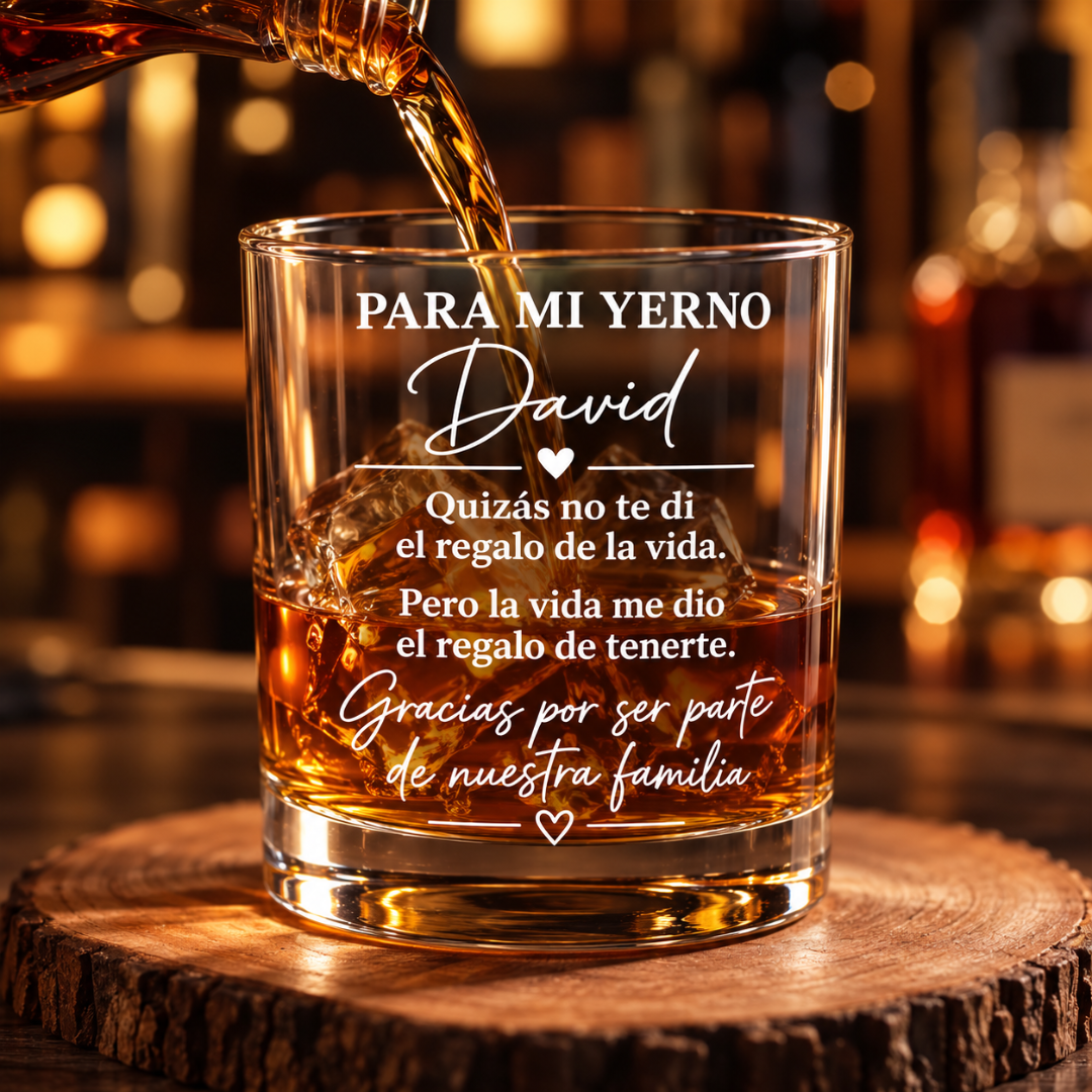 Vaso de Whisky Personalizado para Yerno – Gracias por Ser Parte de Nuestra Familia