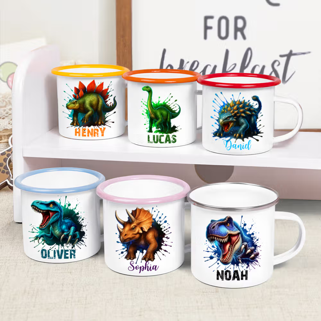 Taza Personalizada de Dinosaurios para Niños – Elige su Dinosaurio y Nombre