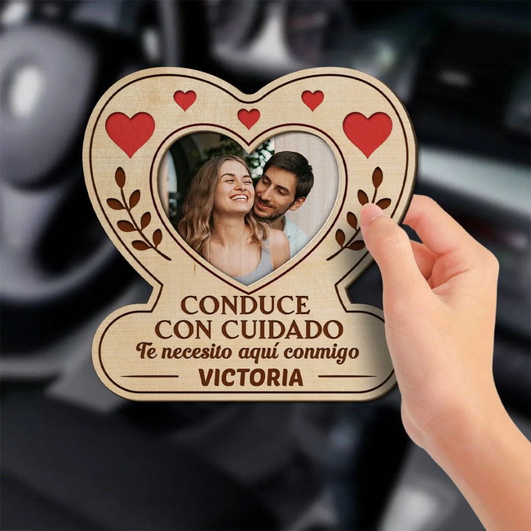 Clip Personalizado para Parasol del Auto con Foto y Mensaje – Regalo para Pareja