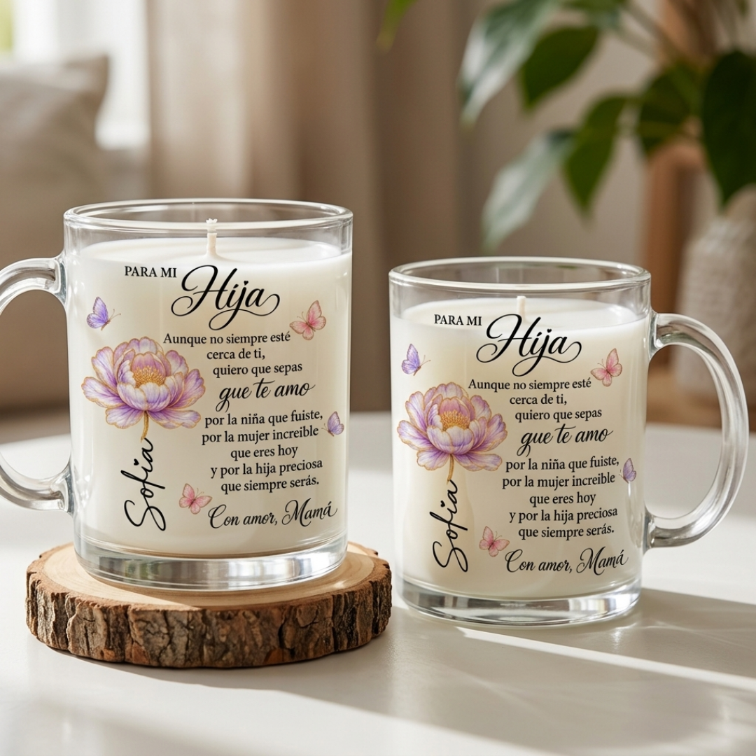 Taza de Vidrio Personalizada para Hija con Mensaje de Amor – Regalo de Mamá