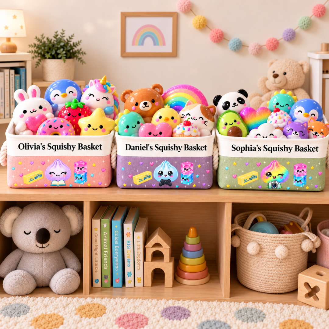 Canasta Organizadora Personalizada para Niños con Nombre – Guarda Juguetes, Peluches y Tesoros