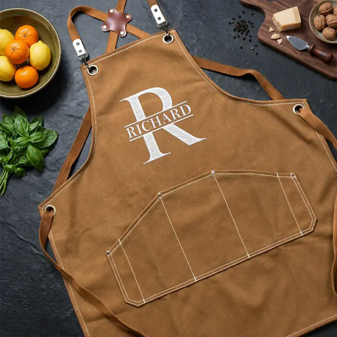Delantal Parrillero Personalizado con Nombre – Regalo Dieciochero para Papá o Abuelo