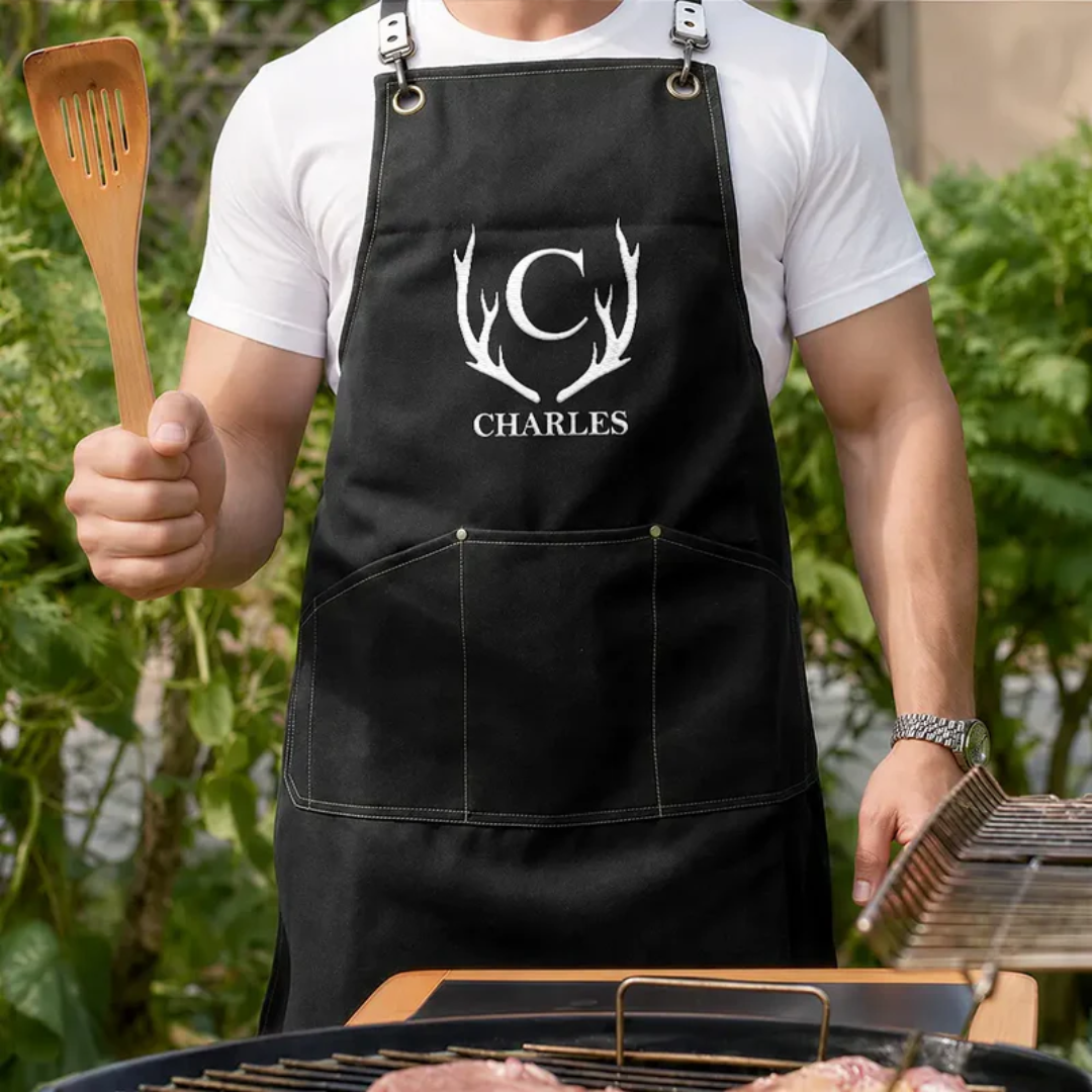 Delantal Parrillero Personalizado con Nombre – Regalo Dieciochero para Papá o Abuelo
