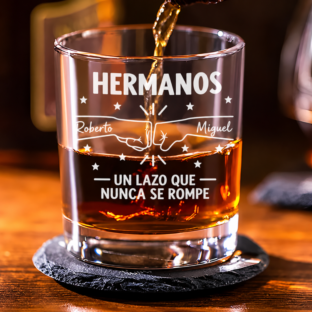 Vaso de Whisky Personalizado para Hermanos con Nombres – Regalo Especial
