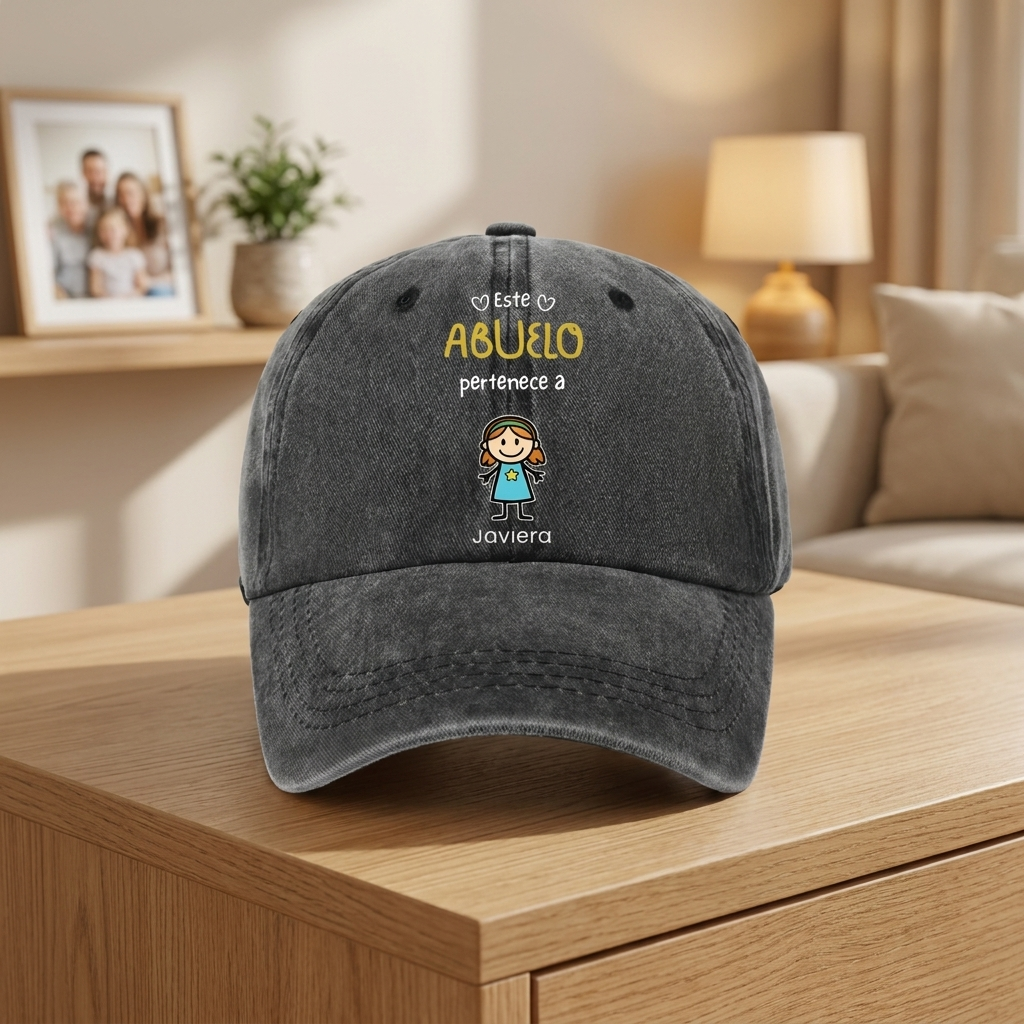 Gorro Personalizado para Abuelo o Papá con Figuras de Hijos/Nietos y Nombres – Regalo Familiar